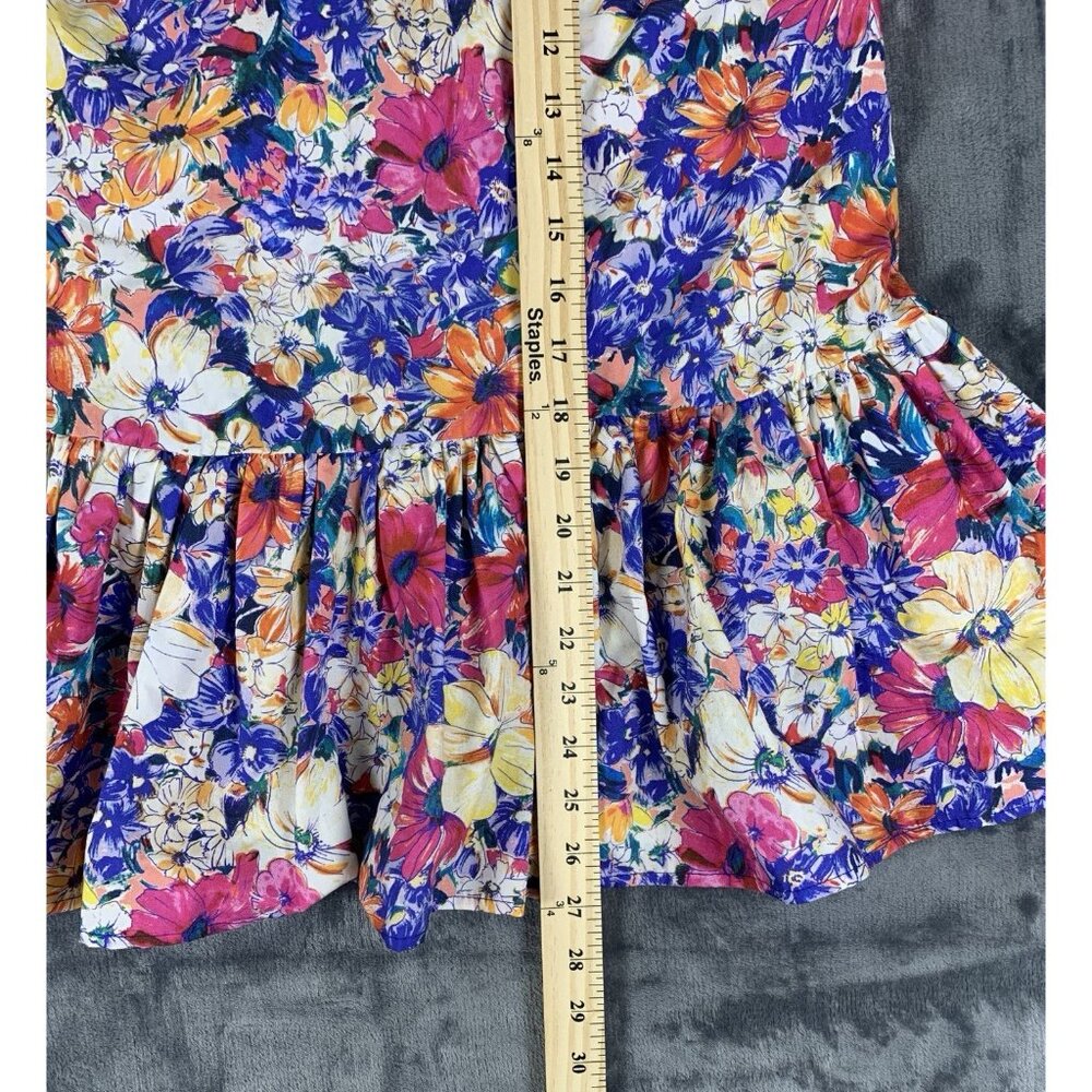 Zara Vibrant Floral Peplum Pullover Tunic Top Vintage Throwback Blouse Size XS - Picture 5 of 5